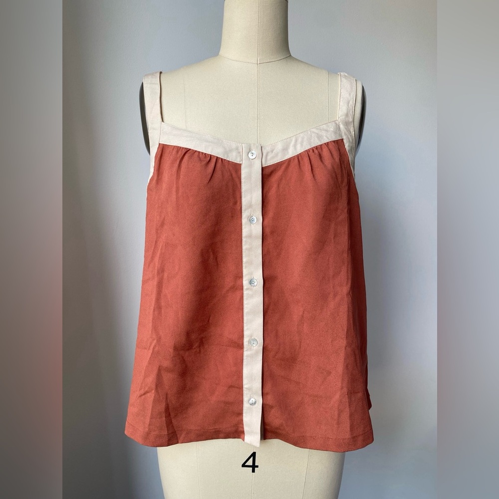 Forever 21 Rust & Cream Colorblock Babydoll Blouse